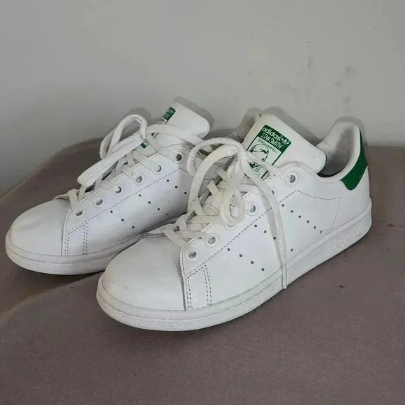 Adidas Stan Smith White Leather Sneakers Classic Tennis Shoes - Picture 3 of 8